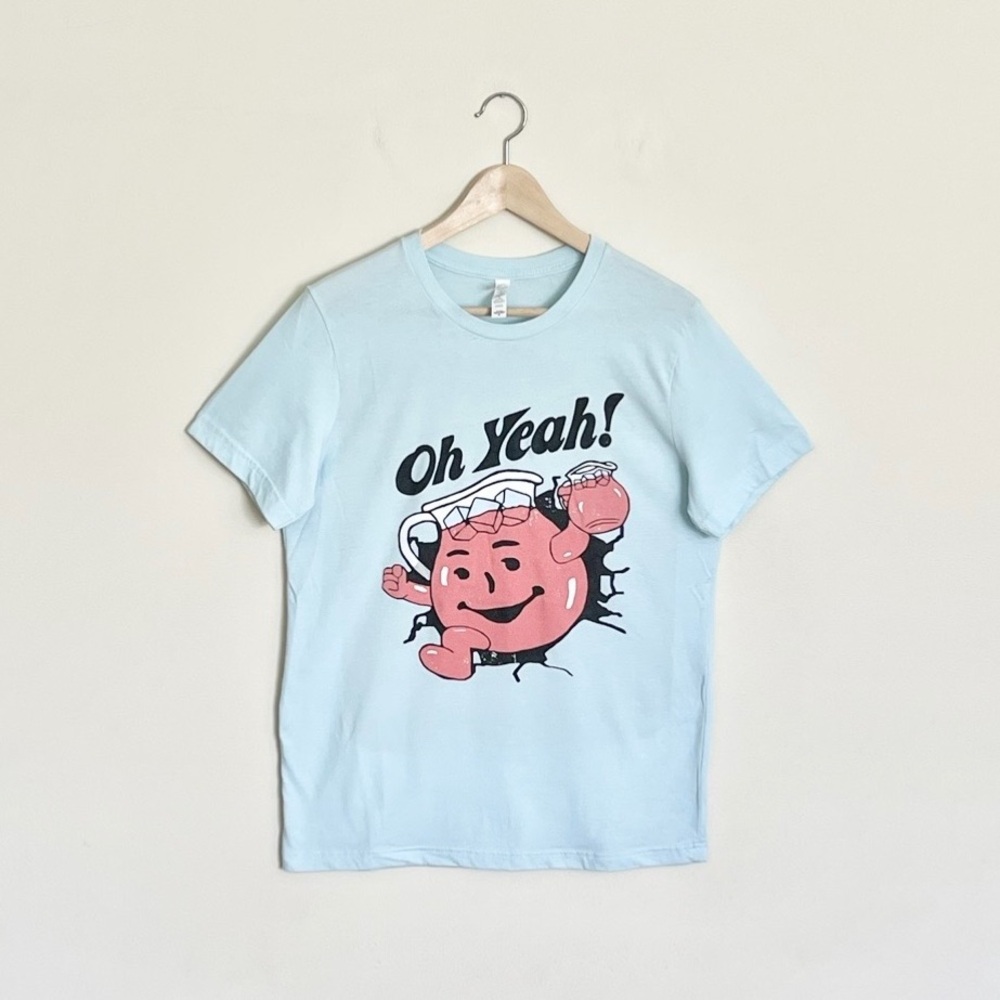 NEW Kool-Aid Man “Oh Yeah!” Retro Graphic Light Blue T Shirt Adult size Medium